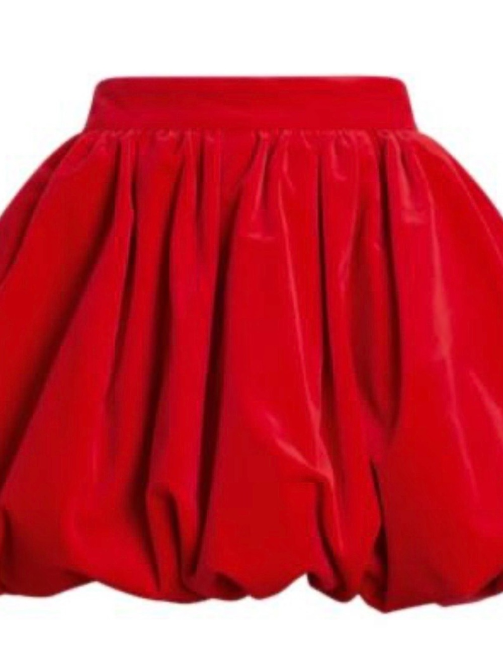 Red Bubble Mini Skirt - Women's Gathered Waist Skirt